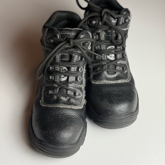 Skechers Black Lace-Up Moto Boots Steel Toe Work Slip Resistant Electrical Haz. - Picture 1 of 6